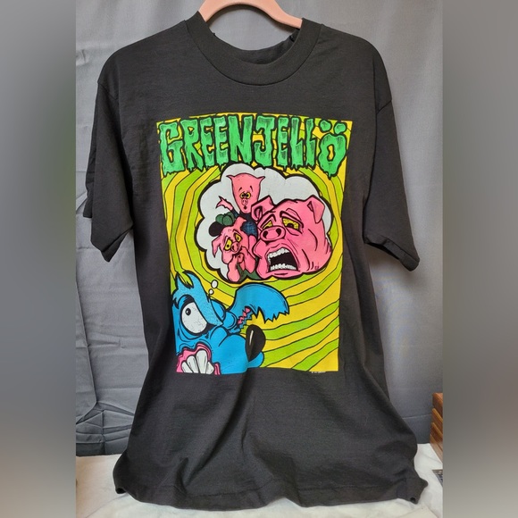 Vintage Green Jello Duh Tour 1993 Concert T-shirt Authentic Large - Picture 1 of 7